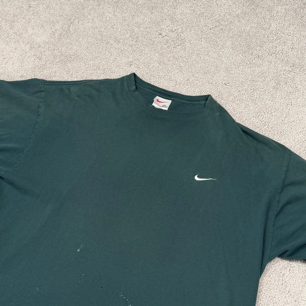 VTG‎ 90s Nike T-Shirt XXL Forest Green Made in USA Mini Swoosh Heavy Cotton